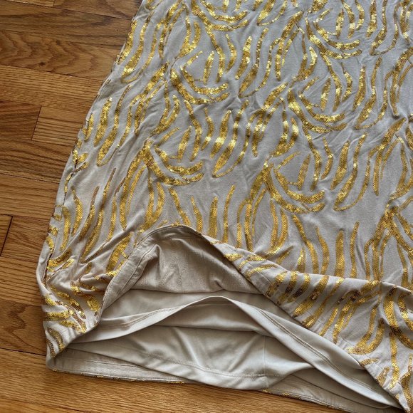 NWT Ellen Tracy Tan and Gold Short Sleeve Dress Size Extra Large - Picture 8 of 9